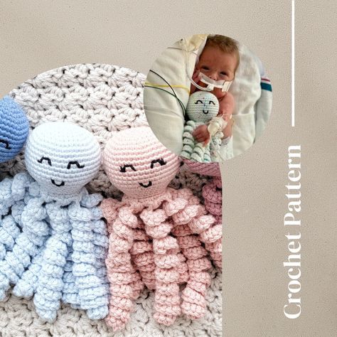 Crochet An Octopus, Nicu Octopus, Octopus Crochet Pattern Free, Preemie Octopus, Crochet For Baby, Small Crochet Gifts, Crochet Pattern Written, Crochet Cluster Stitch, Octopus Crochet Pattern