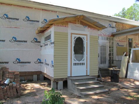 Kitchen Back Door Entry, Mudroom Addition Exterior Front Entrances, Exterior Mudroom Addition, Adding Mudroom To Side Of House, Front Porch To Mudroom Conversion, Adding A Mudroom Addition, Add On Mud Room Exterior, Mud Room Addition Exterior, Mudroom Addition Exterior