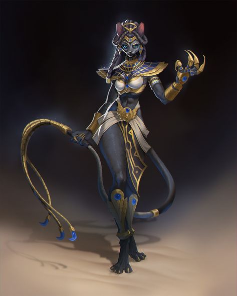 ArtStation - Bastet, ☾ Ino Moon ☾ Gods Of Egypt Concept Art, Eygptain Goddess Aesthetic, Bastet Goddess Art, Egyptian Gods Art, Egyptian Cat Art, Egyptian Cosplay, Evil Sonic, Bastet Goddess, Egyptian Warrior