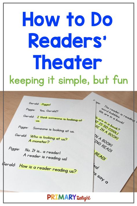 Ready to try readers theater, but not sure where to start? This blog post breaks it all down for you. Find out how to use readers' theater for first grade, kindergarten and even 2nd grade. Learn how to create your own readers theater scripts and where to find scripts online. Your students will have so much fun performing readers theater. It is perfect for guided reading, small group instruction, and parent performances. Best of all, it's a great way to build reading fluency in young readers. Drama Class For Elementary, Readers Theatre 3rd Grade, Kindergarten Readers Theater, Readers Theater First Grade, Reader Theater Scripts, Readers Theater 2nd, Readers Theater 3rd Grade, Free Readers Theater Scripts, Bookstore Activities