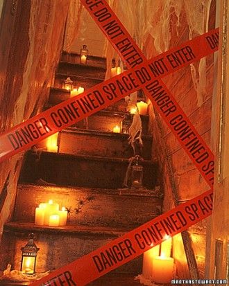 Blocking off stairs Halloween Playlist, Dekorasi Halloween, Caution Tape, Casa Halloween, Halloween Fest, Haunted House Party, Halloween House Party, Adornos Halloween, Halloween Tattoo