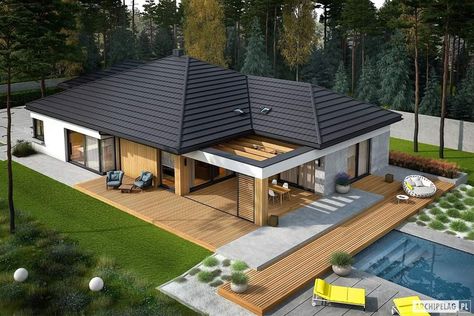 Modern Small House Design, Bungalow Exterior, House Villa, Modern Bungalow House, House Plan Gallery, Modern Style House Plans, House Construction Plan, Model House Plan, Architectural House Plans