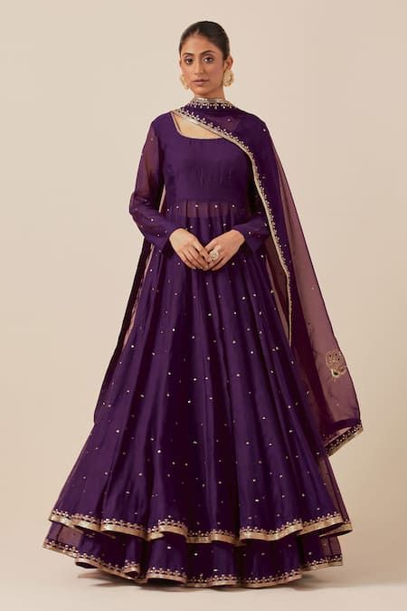 Anarkali Dress Chikankari, Kurti And Skirt Outfit, Purple Colour Combinations Outfit, Purple Suit Design For Women, Wine Colour Combination Dress, Ikshita Choudhary, Sheetal Batra, Anarkali Dress Party Wear, Anarkali Skirt