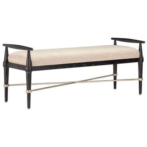 Currey & Company Perrin Bench - 2Modern Classical Bed, Bed Benches, Coastal Bar, Bedroom Bench, Natural Fabric, Wood Bench, Upholstered Bench, Bench With Storage, Online Furniture Stores