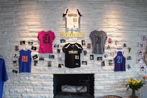 Jersey Display Graduation Party, 2enior Ye4r, Graduation Open House, Graduation Open Houses, Jersey Display, Softball Jerseys, Grad Party, Grad Parties, Graduation Party