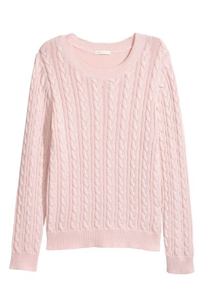 Pull Rose, Pink Jumper, Cable Knit Jumper, H&m Women, Womens Basic, Fashion Fits, Basic Outfits, Knit Cotton, Knit Jumper