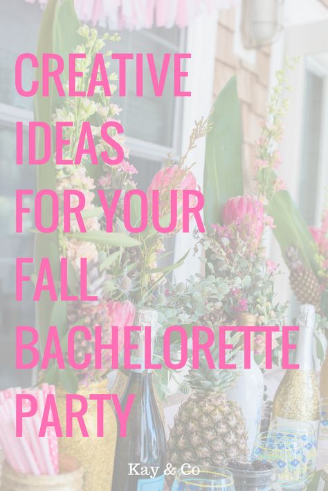 Whether you're looking for creative bachelorette party decorations, unique bachelorette party games, or other bachelorette party ideas... we've rounded up five fall bachelorette party ideas we love! [by Kay & Co, Charleston bachelorette party planners] Fall Bachelorette Party Ideas, Fall Bachelorette Party, Fun Bachelorette Party Ideas, Fall Bachelorette, Flower Crown Bar, Bachelorette Brunch, Bachelorette Party Planner, Charleston Bachelorette Party, Fun Bachelorette Party