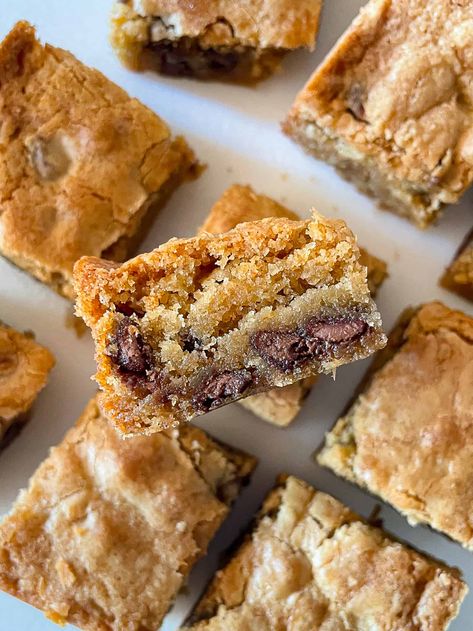 Gluten-Free Blondies Recipe | GlutenFreeBaking.com Gluten Free Peanut Butter Blondies, Gluten Free Bar Cookies, Gf Blondies, Gluten Free Bars Recipes, Gf Bars, Gluten Free Blondies, Gluten Free Cookie Bars, Gf Cookies, Gluten Free Bars