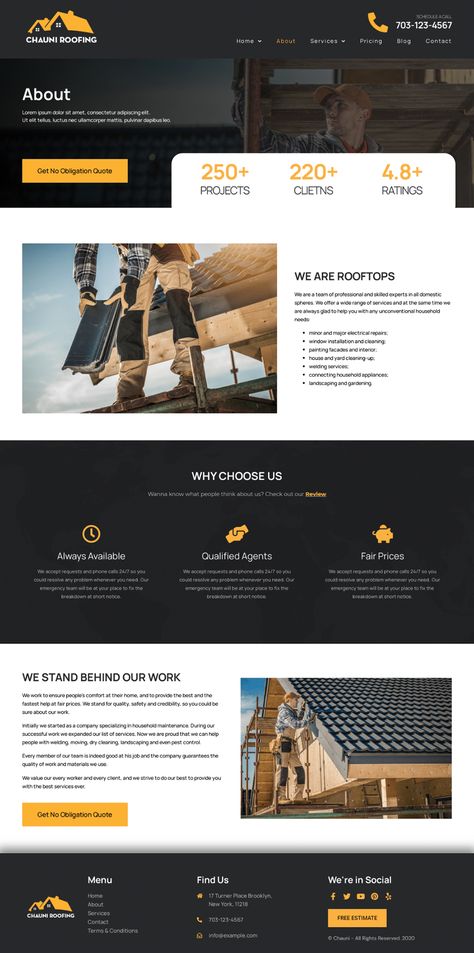 Business Website on Behance Construction Web Design Inspiration, Builder Website Design, Construction Website Design Layout, Handyman Website Design, Website Design Construction, Roofing Website Design, Contractor Website Design, Construction Website Design Inspiration, About Us Page Design Website