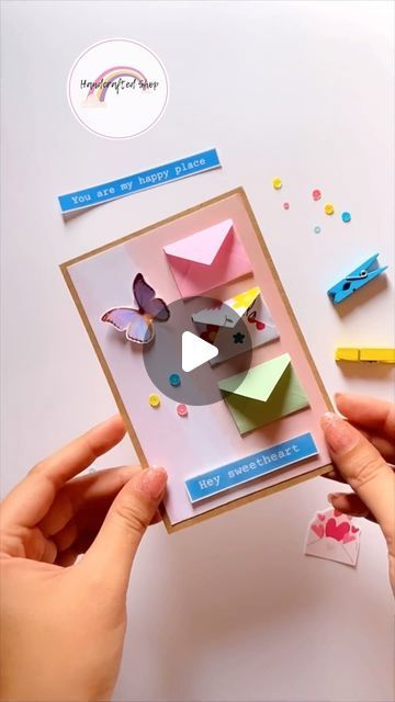 HANDMADE GIFTS AND SCRAPBOOK on Instagram: "An easy tutorial for someone you love cozz they deserve to be HAPPY🙈✨

Paper size for envelopes: 6 cm squares

Follow @handcrafted.shop for more such videos💌" Best Teacher Cards Handmade, Easy Greeting Cards Handmade, Easy Greeting Cards, Deserve To Be Happy, Handmade Envelopes, Card Tricks, Unique Greeting Cards, Making Greeting Cards, Card Tutorial