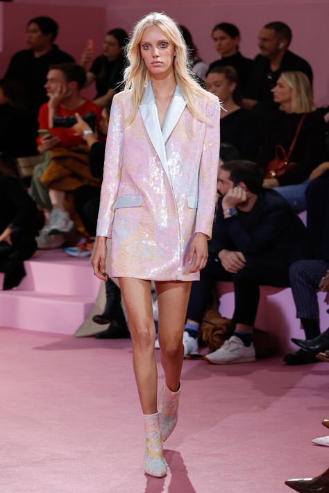 Pre-order now on Moda Operandi Pastel Couture, Satin Boots, Long Suit Jacket, Ralph Russo, Boyfriend Cut, Blue Cornflower, Ralph And Russo, Pastel Fashion, Lavender Blue