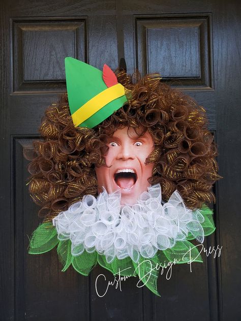 This Buddy the Elf Wreath From Etsy Is Too Funny | POPSUGAR Home Ugly Christmas Sweater Diy Funny, Christmas Party Ideas For Teens, Elf Wreath, Adult Christmas Party, Diy Ugly Christmas Sweater, Christmas Ornament Wreath, Christmas Wreaths To Make, Buddy The Elf, Diy Holiday Decor