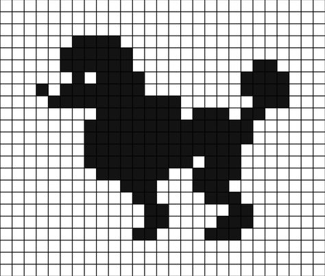 A black on white pixel art template of a Poodle (dog breed) silhouette. Pixel Animals, Poodle Silhouette, Crochet Tapestry, Bead Pattern, Perler Bead Patterns, Art Themes, Perler Bead, Beading Patterns, Pixel Art