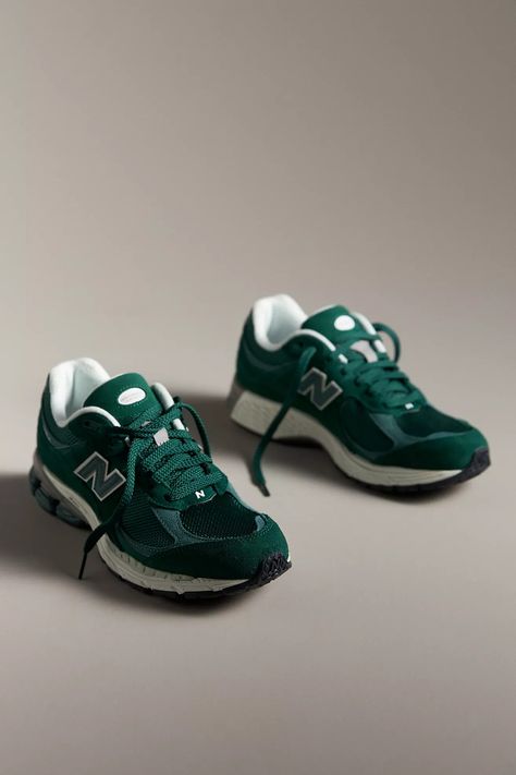 New Balance 2002 Premium Sneakers | Anthropologie New Balance Aesthetic, Green Nike Shoes, New Balance 2002, Green New Balance, Tie Styling, Studded Sneakers, Vintage Sneakers, Green Sneakers, Colorful Shoes