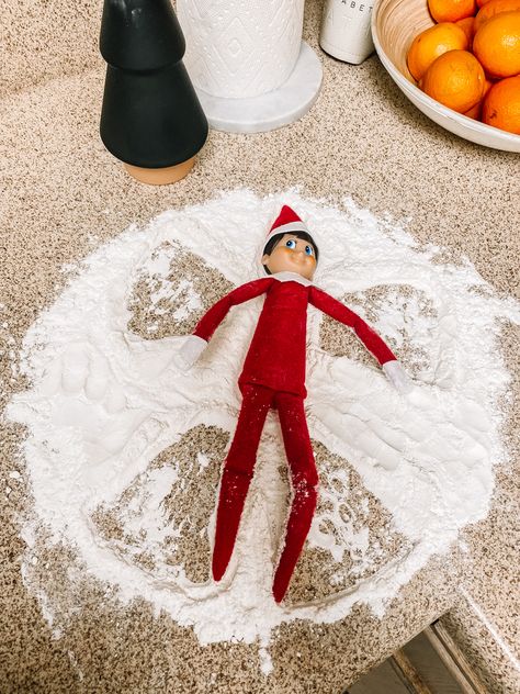 Snow angel elf on the shelf Elf Making Snow Angel, Elf Ideas For Sick Kids, Elf On Shelf Snow Angel, Fake Snow Elf On The Shelf, Elf On The Shelf Ideas Snow Angel, Elf On The Shelf Snowflakes, Elf On The Shelf Snow Ideas, Elf On The Shelf Snow Angel, Elf Shananagins