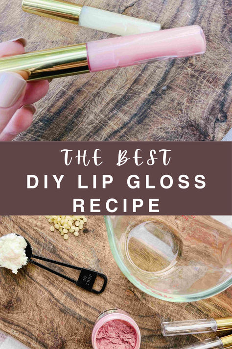 This easy recipe is going to make the best DIY lip gloss you have ever used! It’s a simple and natural recipe that can easily replace your store-bought lip gloss. This lip gloss can be made into a clear gloss or add a natural tint to make it the exact shade you want. How To Make Natural Lip Gloss, Easy Lip Gloss Recipe, Diy Tinted Lip Gloss, Natural Lip Gloss Recipe, Lip Gloss Recipe Diy, Diy Lip Gloss Recipes How To Make, Homemade Lip Gloss Recipe, Diy Lip Tint, Lip Gloss Recipes