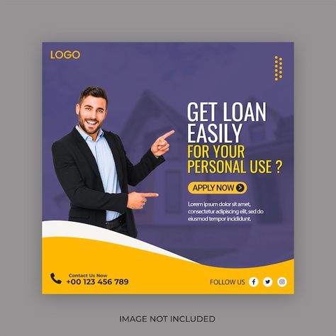 Personal loan assistance banner for face... | Premium Psd #Freepik #psd #post #post-template #instagram-post #template Loan Social Media Post, Banner For Facebook, 20x40 House Plans, Personal Loan, Bird Houses Diy, Template Instagram, Personal Loans, Loans, Facebook Instagram