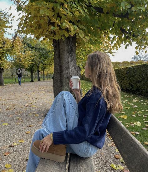 A Woman, Bench, Trees, Hairstyles, Coffee, On Instagram, Instagram