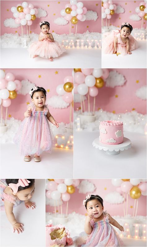 Hot Air Balloon Cake Smash Photography - Regina, SK. Hot Air Balloon Smash Cake, Balloon Smash Cake, Hot Air Balloon Cake Smash, Balloon Cake Smash, Hot Air Balloon Cake, Smash Cake Girl, Balloon Background, Cake Smash Photography, Balloon Cake