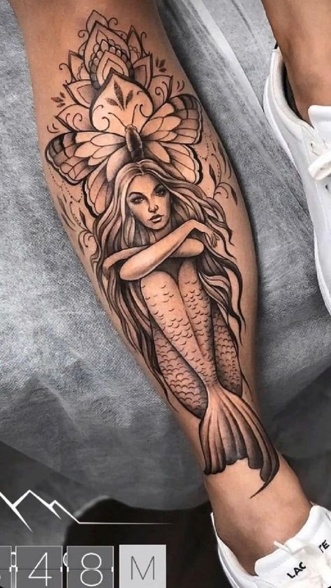 Women Hip Tattoos, Fairy Sleeve Tattoo, Mandala Hip Tattoo, Mermaid Sleeve Tattoos, Side Tattoos Women, Sunflower Tattoo Sleeve, Mermaid Tattoo Designs, Mandala Tattoo Sleeve, Hip Tattoos