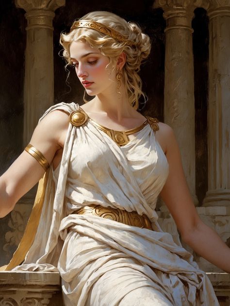 Ancient Greece Hair, Roman Princess, Greek Princess, Greece Goddess, Lava Girl, Greek Goddess Art, Greek Paintings, Spiritual Women, Greek Beauty