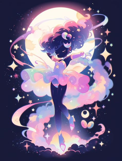 Dream Character Design, Cloud Character Design, Celestial Witch Aesthetic, Galaxy Character Design, Afrique Art, Celestial Art, Dessin Adorable, 영감을 주는 캐릭터, Kawaii Art