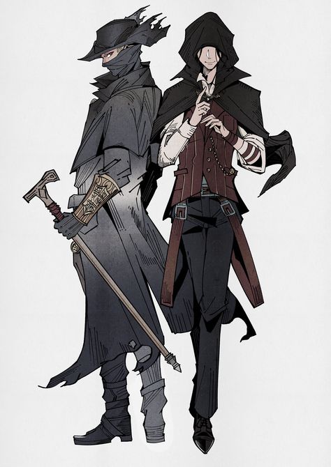 Blood Hunter Dnd, Bloodborne Outfits, Bloodborne Oc, Hunter Bloodborne, Bloodborne Characters, Dnd Ranger, Blood Hunter, Bloodborne Art, Hunter Outfit