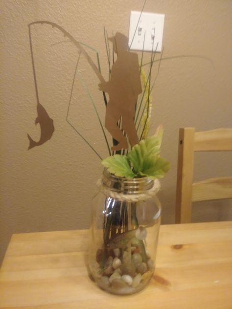 Fisherman Centerpiece Ideas, Lake Centerpiece Ideas, Fishing Theme Centerpieces, Fish Centerpiece Wedding, Fishing Themed Centerpieces, Fishing Theme Table Centerpieces, Fishing Centerpieces, Fishing Table Centerpieces, Fishing Party Decorations For Men