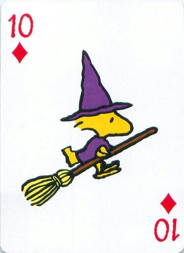 Woodstock Witch Peanuts Great Pumpkin, A Playing Card, Woodstock Peanuts, Peanuts Halloween, Playing Cards Art, Peanuts Comic Strip, Snoopy Halloween, Great Pumpkin, Snoopy Images