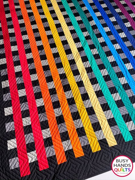 Woven Threads Quilt Pattern - a Perfect Rainbow! ❤️ Bed Quilts, Straight Line Quilting, Baby Throw, Modern Rainbow, Rainbow Quilt, Jellyroll Quilts, Strip Quilts, Rainbow Decorations, Quilts For Sale