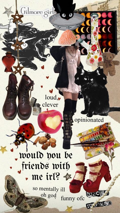 made this for twitter :) enjoy! #vintage #cute #punk #punkaesthetic #witch #cottagecore #aesthetic #aestheticboard Witch Cottagecore, Punk Aesthetic, Cottagecore Aesthetic, Gilmore Girls, Witch, Twitter, Funny