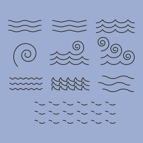 Minimal Water Tattoo, Minimalist River Tattoo, Simple River Tattoo, Waves Illustration Simple, Stream Tattoo River, River Illustration Simple, Waves Doodle Simple, Sea Line Art, Minimal Illustration Design