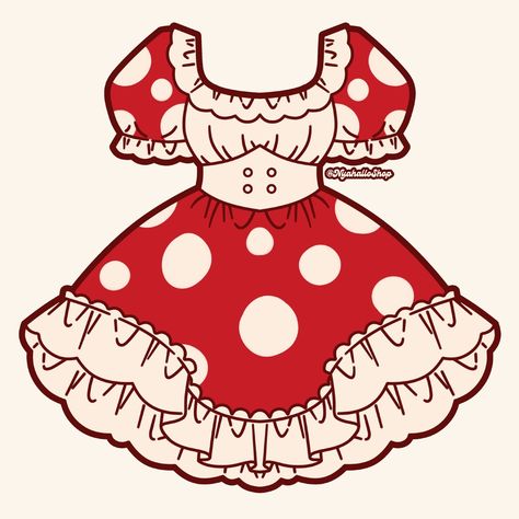 NYAHALLO 🐈‍⬛ (@nyahalloshop) • Instagram photos and videos Dress With Poofy Sleeves, Dress Doodle, Mushroom Outfit, Mushroom Dress, Animated Clothes, Poofy Sleeves, Price Quotes, Clothing Sketches, Cute Mushroom