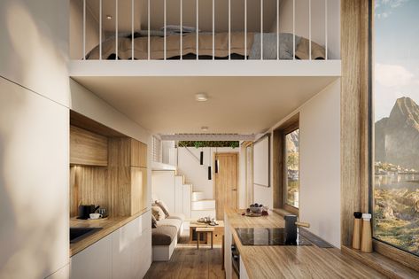 Tiny House for Nordiske Minihus on Behance Tiny House Interior Design, Tiny House Interior, House Boat, Tiny House, Home Interior Design, Room Divider, House Interior, Interior Design, Architecture