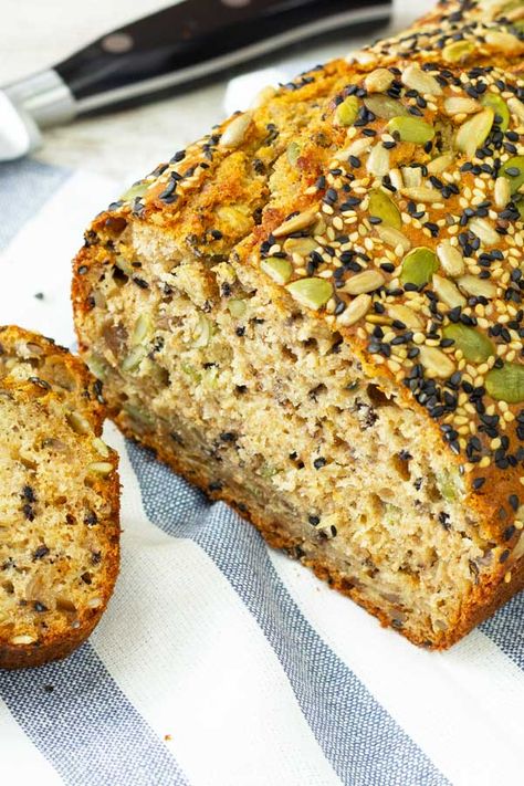 Multi Seed Bread Recipe, Seeded Bread Recipes, Healthy Bread Recipes, Seed Bread, Healthy Bread, Healthy Pizza, No Knead Bread, No Knead, Bread Machine Recipes