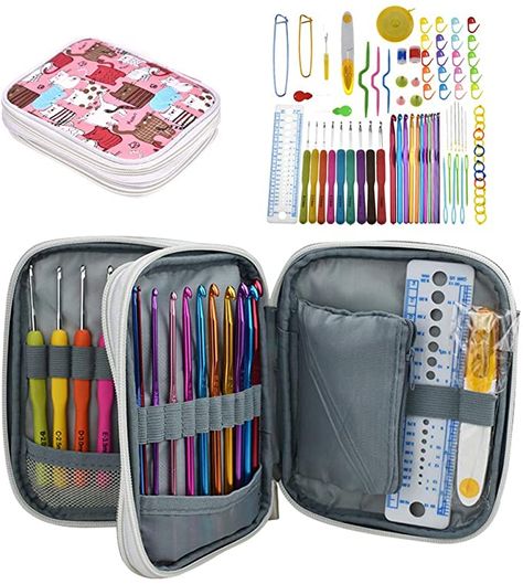 Amazon.com: Katech Crochet Hooks Kit with Case, 85-Piece Crochet Hooks Set, Ergonomic Crochet Hooks Knitting Needles Weave Yarn Kits DIY Hand Knitting Art Tools for Beginners and Experienced Crochet Lovers Hand Knitting Diy, Ergonomic Crochet Hook, Crochet Tools, Knit Art, Crochet Hook Set, Crochet Needles, Crochet Set, Knitting Supplies, Crochet Lovers