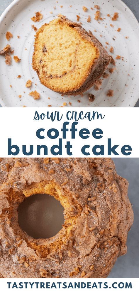 This Sour Cream Bundt Cake is the best treat. A Sour Cream Cinnamon Coffee Cake everyone will love. Sweet, rich and delicious! Sour Cream Coffee Bundt Cake, Sour Cream Coffee Cake Ina Garten, Cinnamon Sour Cream Bundt Cake, Cinnamon Streusel Cake Bundt, Ina Garden Sour Cream Coffee Cake, Bisquick Sour Cream Coffee Cake, Sour Cream Coffee Cake Recipe Easy, Sourdough Coffee Cake Recipes, Cinnamon Streusel Bundt Cake