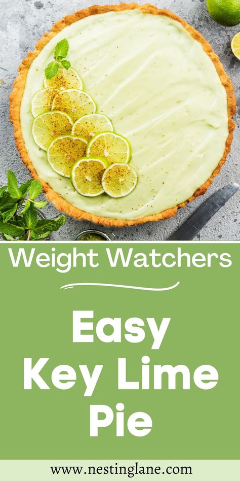 Easy Weight Watchers Key Lime Pie Dessert Recipe with only 5 ingredients: graham cracker crust, sweetened condensed milk, egg substitute, lime juice, and fat free whipped topping. It will only take you 25 minutes to make plus chill time so it's great for a Summer weeknight, or weekend dessert. 8 Points on the new 2023/2024 WW Plan, MyWW Points: 8 Blue Plan and 8 Green Plan, 8 WW Freestyle Points and 8 Smart Points. Ww Pie Recipes, Ww Key Lime Pie Recipe, Weight Watchers Easter Recipes, Weight Watchers Key Lime Pie Recipe, Ww Recipes With Points 2023, Weight Watchers Pie, Weight Watchers Banana Muffins, Sugar Free Key Lime Pie, Key Lime Dessert