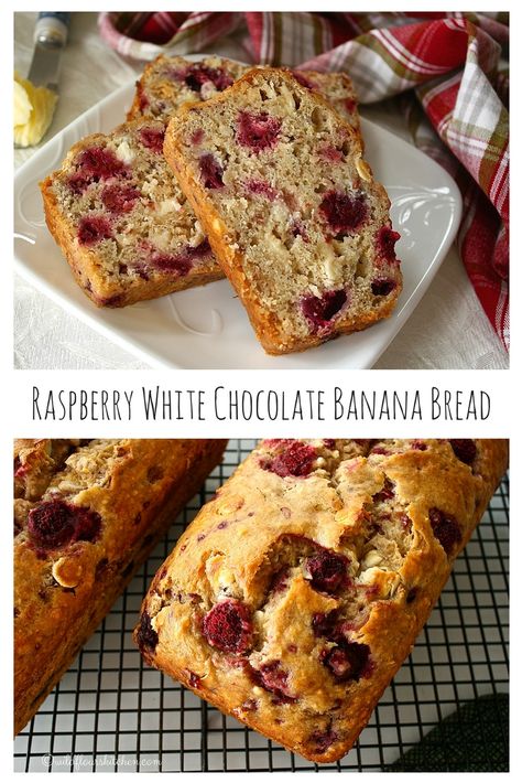 White Chocolate Banana Bread, Almond Banana Bread, White Chocolate Banana, Healthy Chocolate Desserts, Chocolate Banana Bread Recipe, Peanut Butter Banana Bread, Raspberry White Chocolate, Banana Bread Ingredients, Flavored Butter