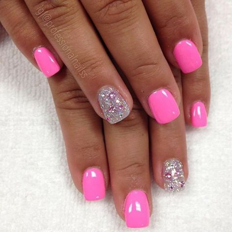 Pink Sparkle Nails, Pink Gel Nails, Pink Gel, Vacation Nails, Sparkle Nails, Beach Nails, Dipped Nails, Fancy Nails, My Nails