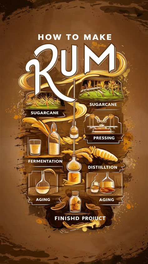 How to Make Rum: Step-by-Step Guide on Crafting Your Own Spirit [Hide the Rum!]  Most people know what rum is, or at least have tried something like a rum coke.  If you hadn’t known, rum is made from fermenting sugarcane juice or molasses and then distilling them to get that fantastic alcohol for cocktails or just over ice. Beginner Bartender, How To Make Rum, Fijian Food, Rum Liquor, Distilling Alcohol, Distilling Equipment, Bartender Drinks Recipes, Wine Chart, Rum Tasting