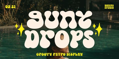 Gunydrops Font | Webfont & Desktop | MyFonts Groovy Typography Graphic Design, Groovy Graphic Design, Groovy Logo, Groovy Typography, Fonts Retro, Fonts Style, Inspiration Typographie, 10 Tattoo, Funky Fonts