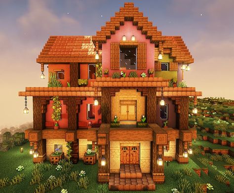 Terracotta House Minecraft, Terracotta House, Minecraft Structures, Bangunan Minecraft, Minecraft House Plans, Minecraft Farm, Minecraft Cottage, Easy Minecraft Houses, Minecraft House Tutorials