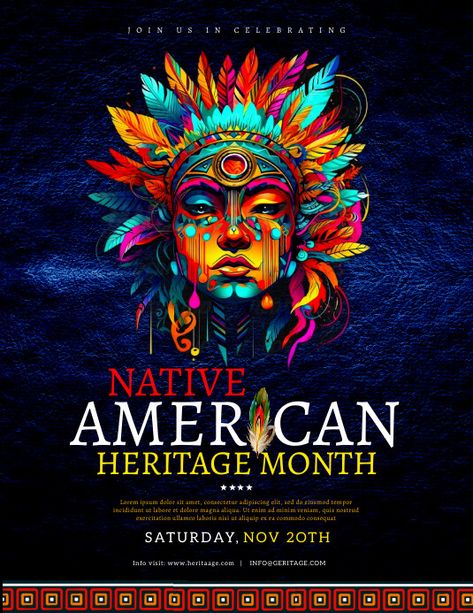 National Aboriginal Day, Aboriginal Day, Native American Heritage Month, Free Flyer Templates, Native American Heritage, Event Flyers, Online Posters, Holiday Flyer, Heritage Month