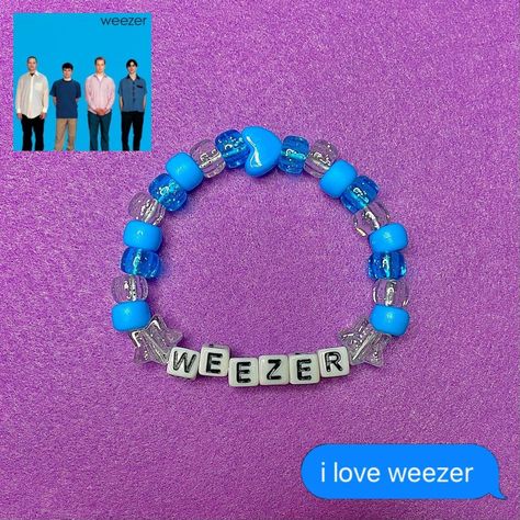 Weezer Kandi Bracelet 

- handmade by me !! inspired... - Depop Weezer Kandi, Kandi Inspiration, Kandi Bracelets, Weezer, Bracelet Handmade, Handmade Bracelets, I Can, Bracelet, Blue