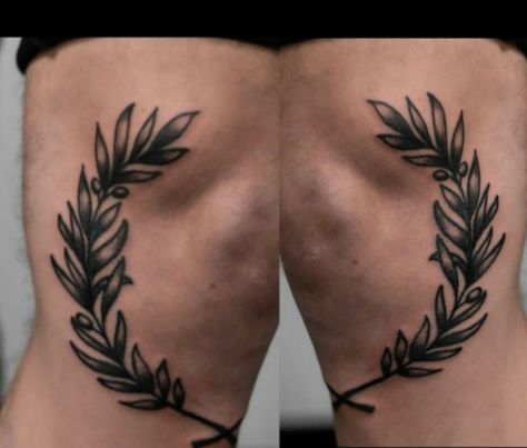 Knee Tattoo Ideas, Tattoo Leaves, Anubis Tattoo, Greek Tattoos, Knee Tattoo, Laurel Wreath, Fine Line, Leaf Tattoos, Maple Leaf Tattoo