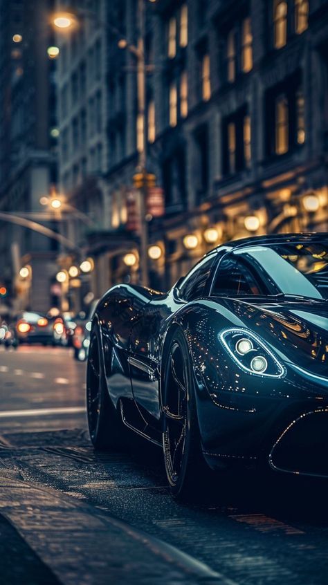 Prompt 👉a black sports car parked on a city street at night, a photo, by Emanuel Witz, renaissance, many exotic high end features, manhattan, amazing wallpaper, luxury, lit from the side, attractive and good looking, gotham city style, luxurious, miniature of a sports car, 1k hd, morning shot, absolutely outstanding 👉 if Like, please Follow and Share AI Graphics Studio 👇Contact on WhatsAPP: http://tiny.cc/aigraphicsstudio #aigraphicsstudio #AI #DigitalMarketing #digitalartist #digitalart #d... Black Sports Car, City Street At Night, Street At Night, Wallpaper Luxury, Amazing Wallpaper, Good Looking Cars, City Street, Gotham City, City Style