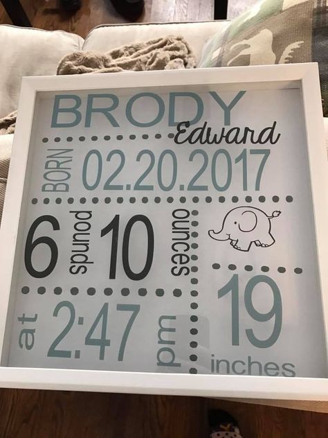 Birth Announcement Shadow Box Birth Announcement Shadow Box Ideas, Newborn Shadow Box Ideas Cricut, Shadow Box Birth Announcement, Birth Shadow Box Ideas, Birth Announcement Shadow Box Cricut, Cricut Birth Announcement Ideas, Baby Shadow Box Boy, Baby Boy Shadow Box Ideas, Cricut Nursery Projects