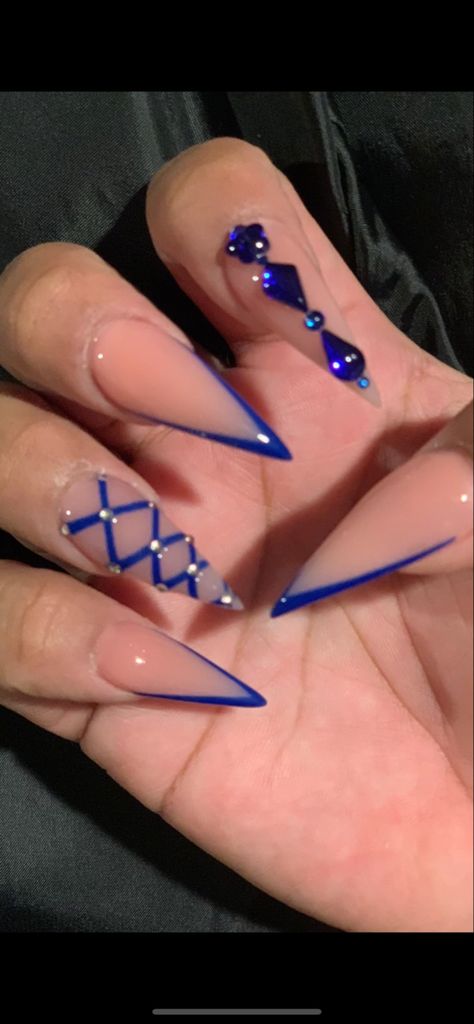 Royal Red Nails, Nails With Royal Blue, Blue Makeup Looks Simple, Royal Blue Makeup Looks, Royal Blue Makeup, Royal Blue Prom Nails, Makeup Looks Simple, Blue Makeup Look, Royal Blue Nails