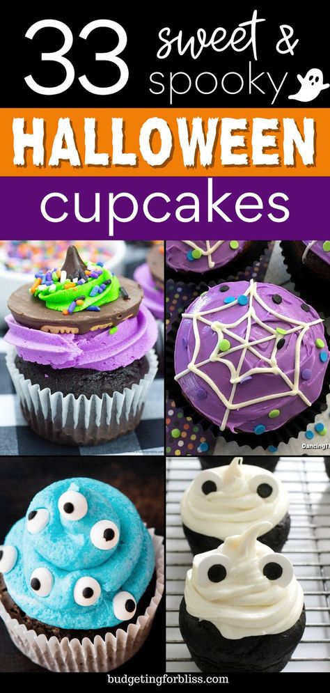 Looking for the perfect cupcakes for your Halloween party this year? Add some frightful fun to your celebration with these 33 sweet and spooky Halloween cupcakes. These easy and fun to make sweet and eerie treats are perfect for parties, trick-or-treating, or just getting into the spooky spirit. Everyone will love these creative Halloween cupcake ideas, fun Halloween desserts, and easy Halloween treats. Fun Cupcakes Ideas Creative, Cute Halloween Cupcake Ideas Easy, Halloween Cupcakes Chocolate, Purple Halloween Cupcakes, Halloween Cupcake Ideas Easy, Halloween Funfetti Cupcakes, Spider Web Cupcakes Halloween, Halloween Cupcakes Ideas, Easy Halloween Cupcakes